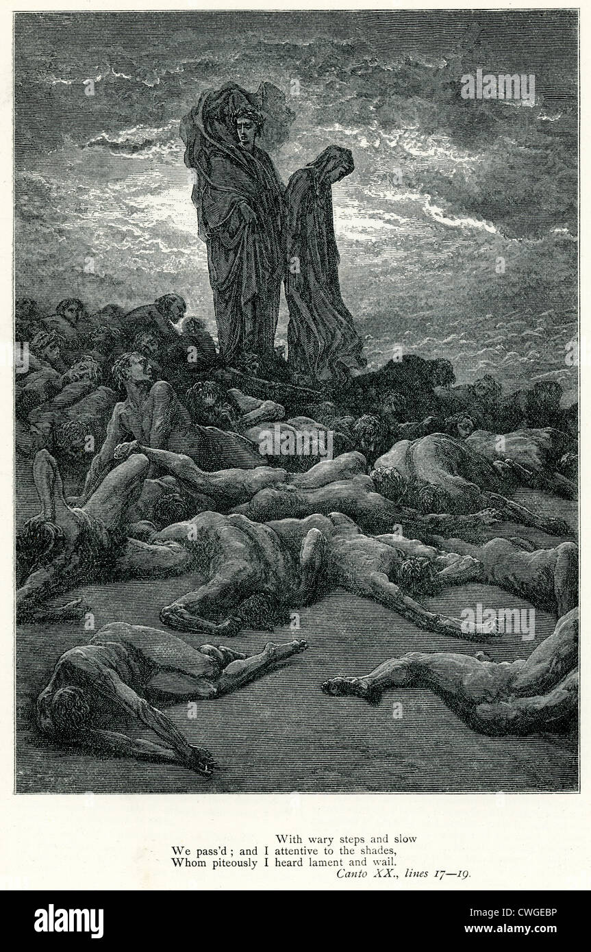 Illustration von Gustave Dore aus der Vision von Fegefeuer und Paradies von Dante Alighieri Stockfoto