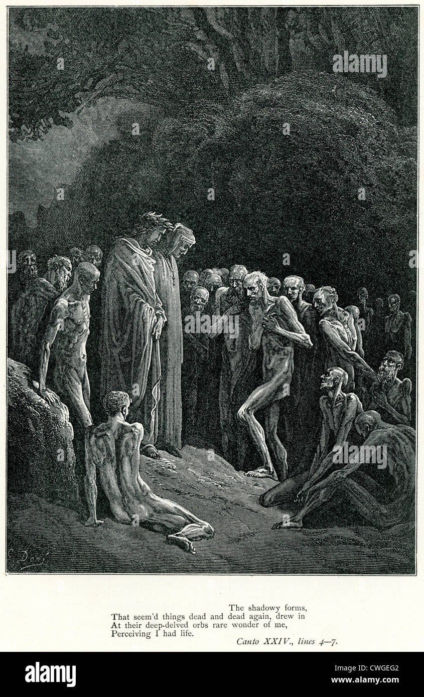 Illustration von Gustave Dore aus der Vision von Fegefeuer und Paradies von Dante Alighieri Stockfoto