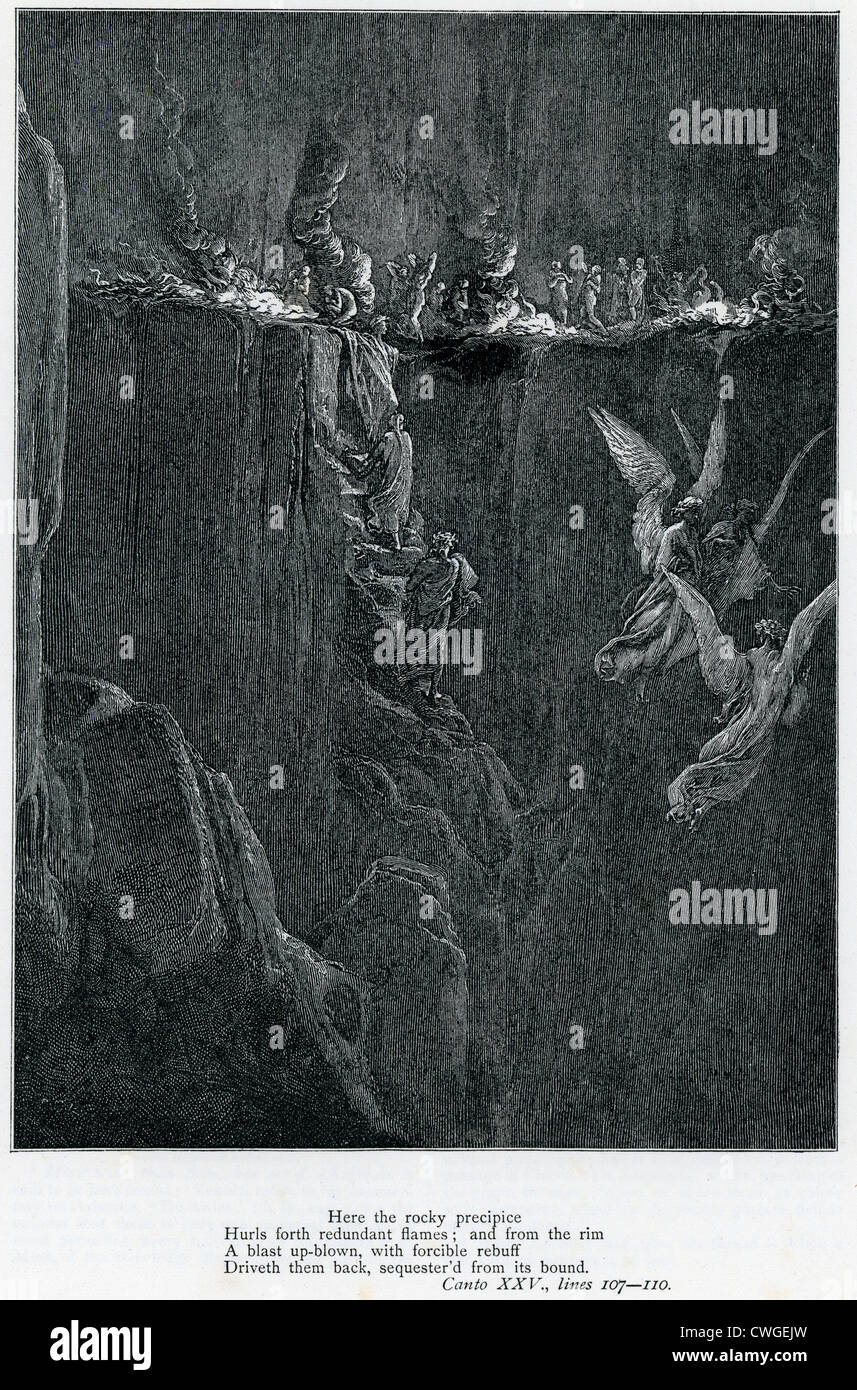 Illustration von Gustave Dore aus der Vision von Fegefeuer und Paradies von Dante Alighieri Stockfoto