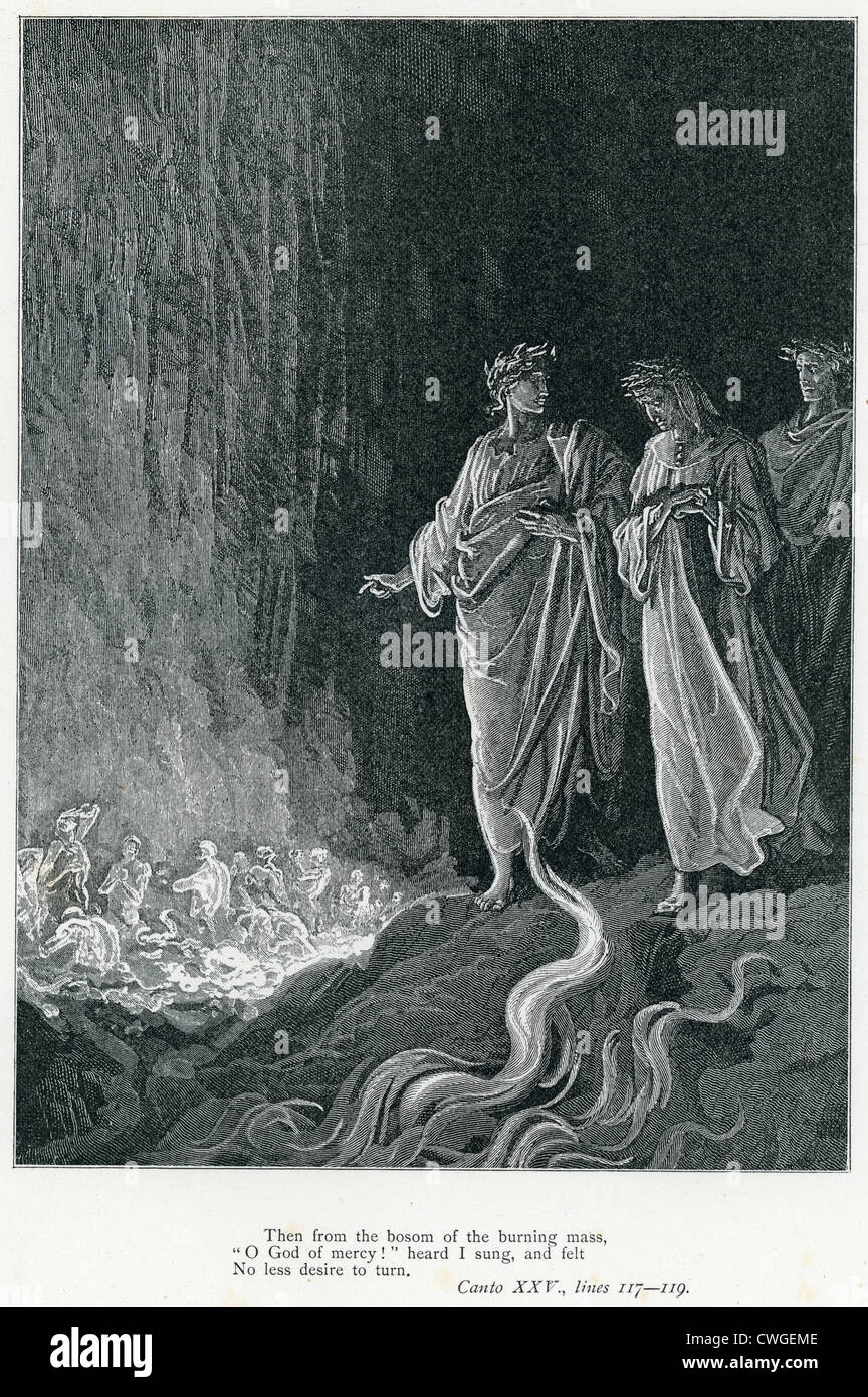 Illustration von Gustave Dore aus der Vision von Fegefeuer und Paradies von Dante Alighieri Stockfoto