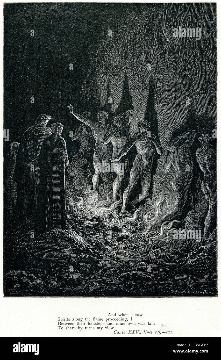Illustration von Gustave Dore aus der Vision von Fegefeuer und Paradies von Dante Alighieri Stockfoto