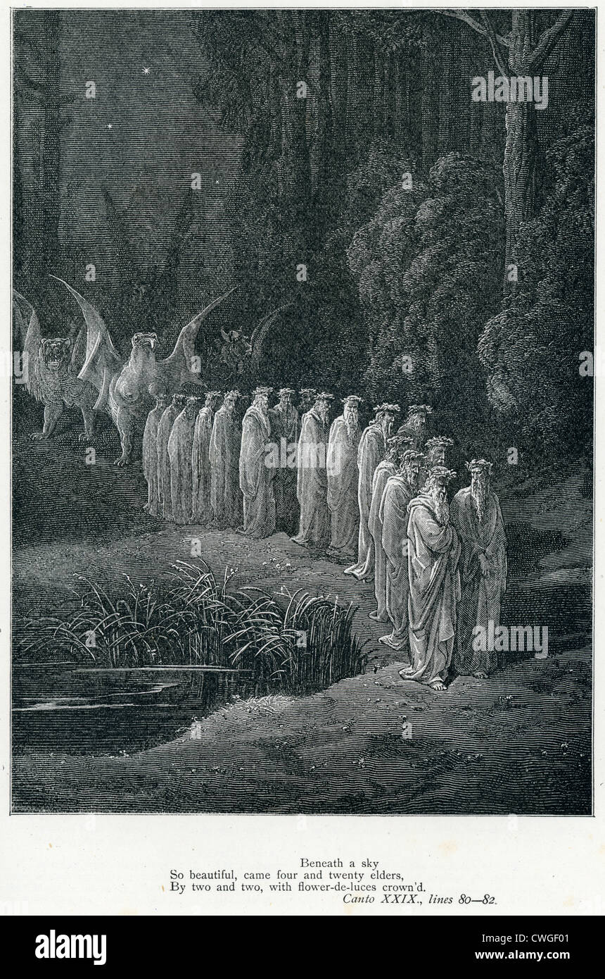 Illustration von Gustave Dore aus der Vision von Fegefeuer und Paradies von Dante Alighieri Stockfoto