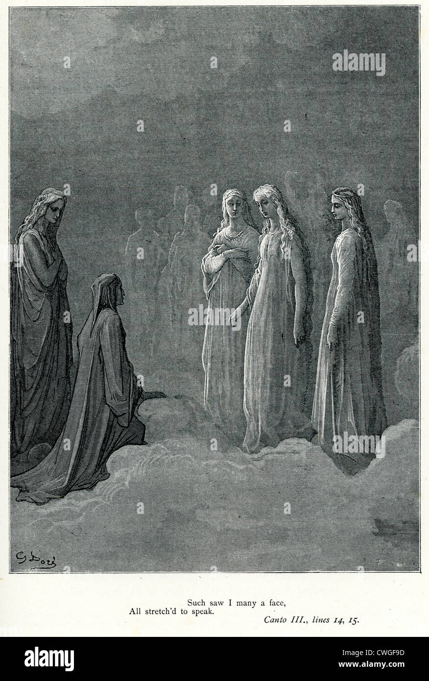 Illustration von Gustave Dore aus der Vision von Fegefeuer und Paradies von Dante Alighieri Stockfoto