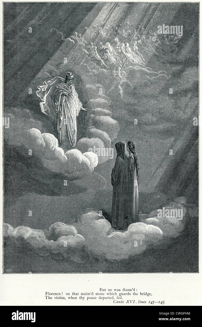 Illustration von Gustave Dore aus der Vision von Fegefeuer und Paradies von Dante Alighieri Stockfoto