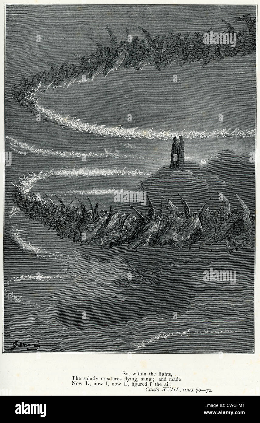 Illustration von Gustave Dore aus der Vision von Fegefeuer und Paradies von Dante Alighieri Stockfoto
