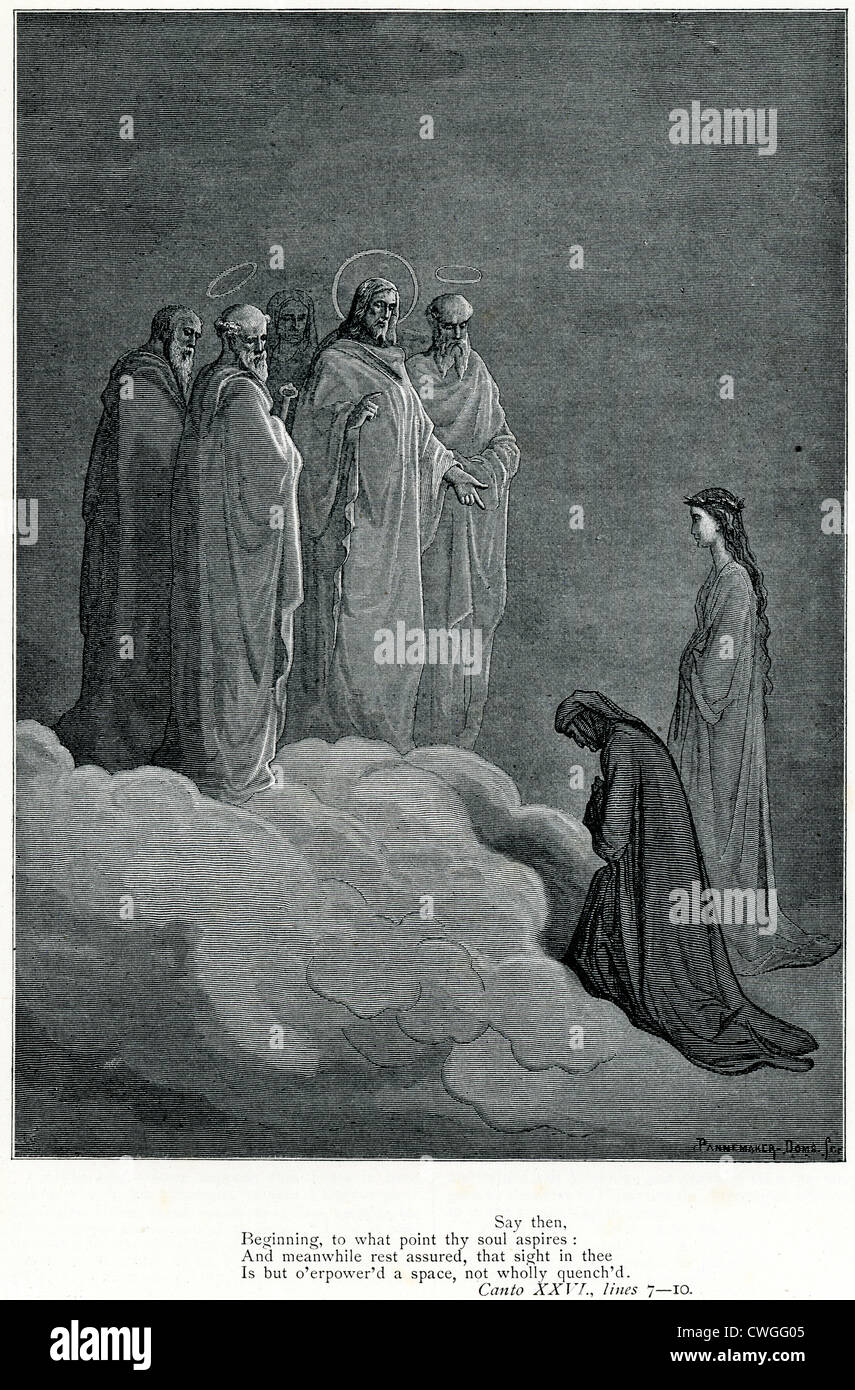 Illustration von Gustave Dore aus der Vision von Fegefeuer und Paradies von Dante Alighieri Stockfoto