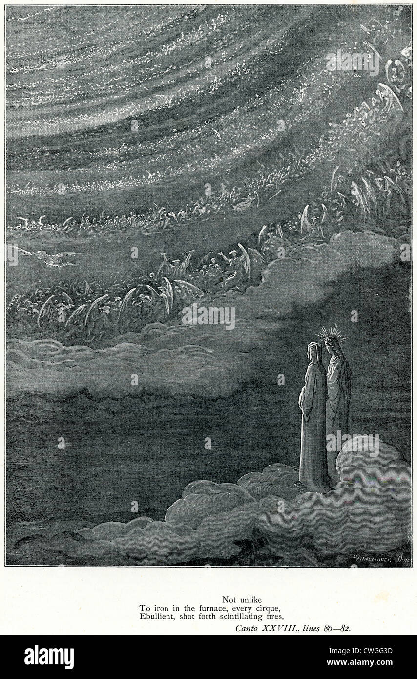 Illustration von Gustave Dore aus der Vision von Fegefeuer und Paradies von Dante Alighieri Stockfoto