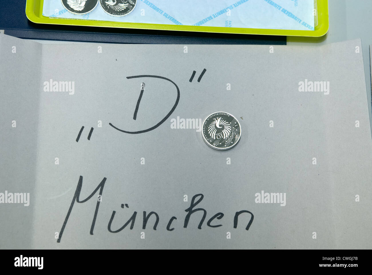 Berlin - Sondermuenzen und die Minze mark D für München Stockfoto