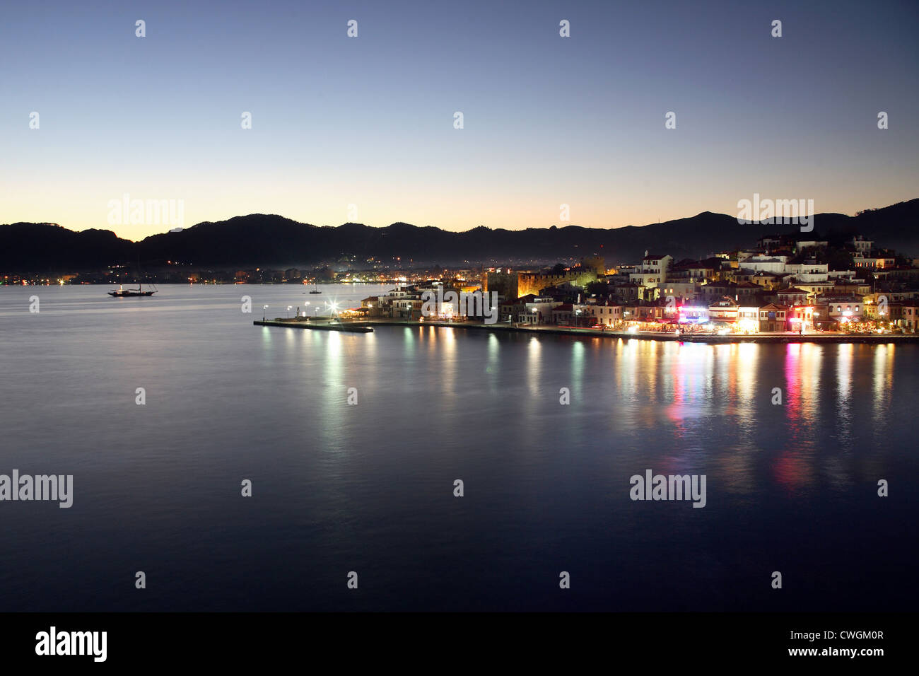 Marmaris, die Altstadt und den Hafen in der Abenddämmerung Stockfoto