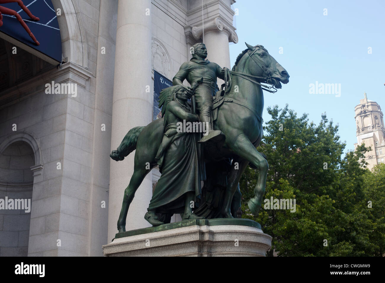 Statue von Theodore Roosevelt Bronze-Reiterstandbild. An das American Museum of Natural History New York Stockfoto