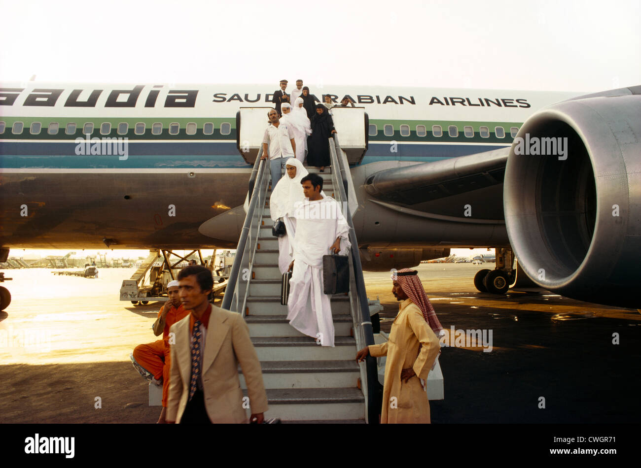 Makkah Saudi Arabien Hajj-Pilgern mit dem Flugzeug von Jeddah Stockfoto