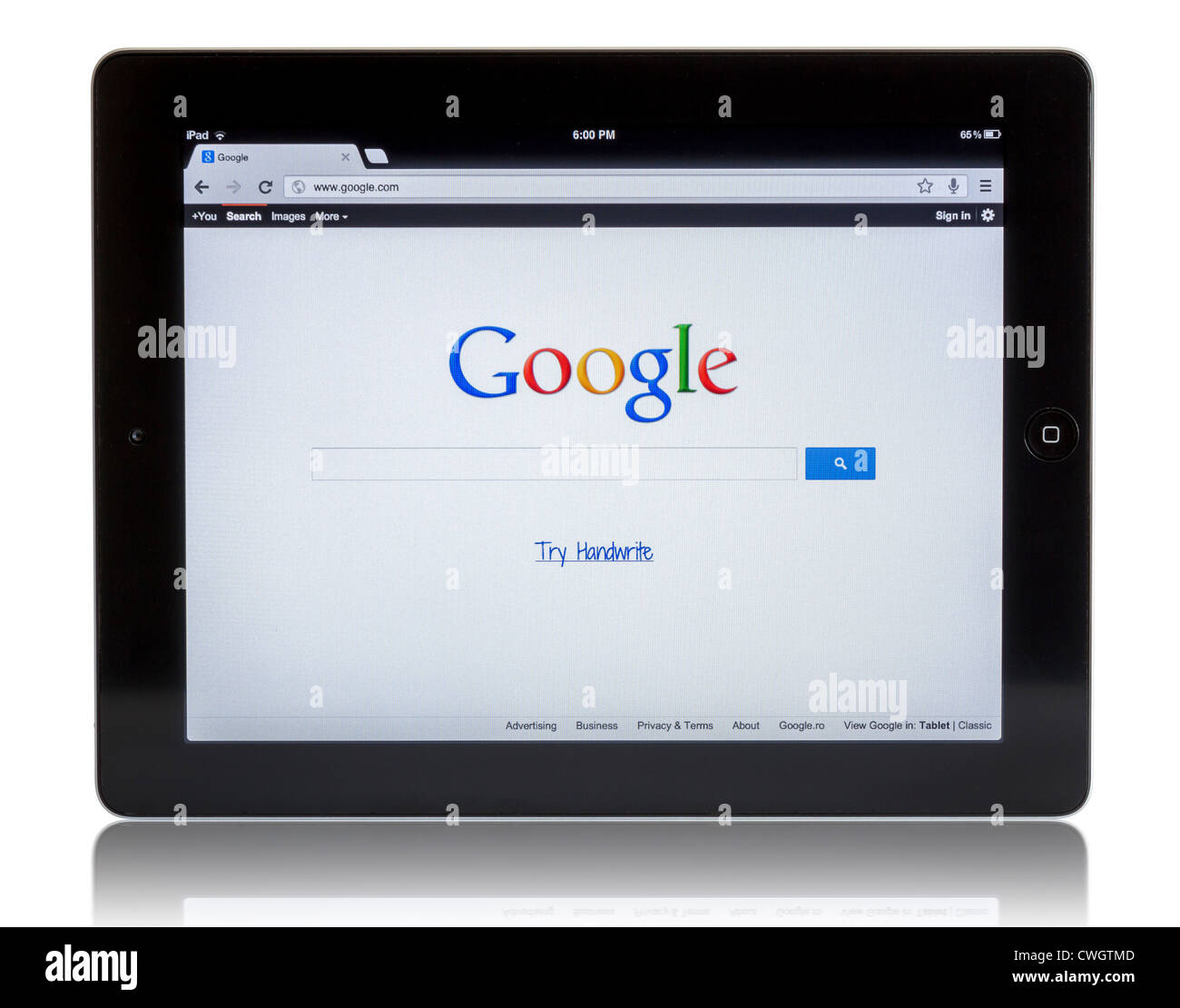 Google auf dem iPad 3 Stockfoto