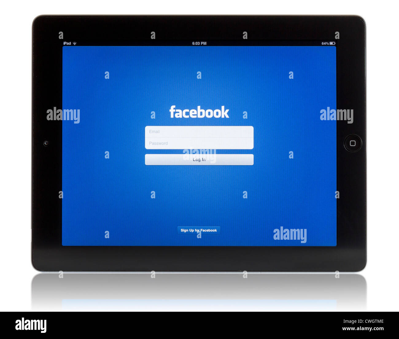 Facebook auf dem iPad 3 Stockfoto