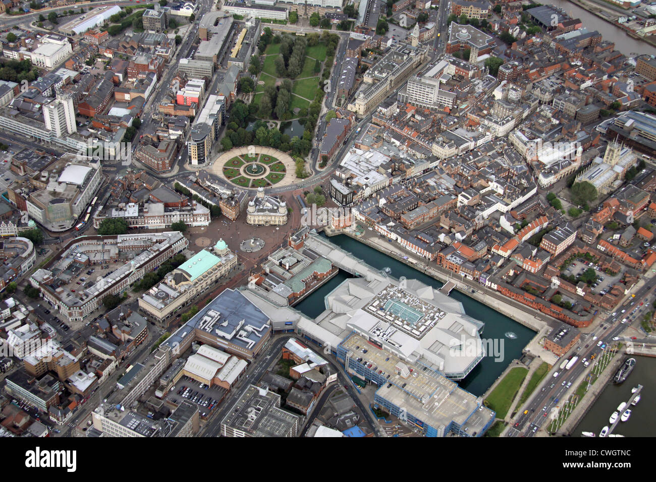 Luftaufnahme des zentralen Hull, East Yorkshire Stockfoto