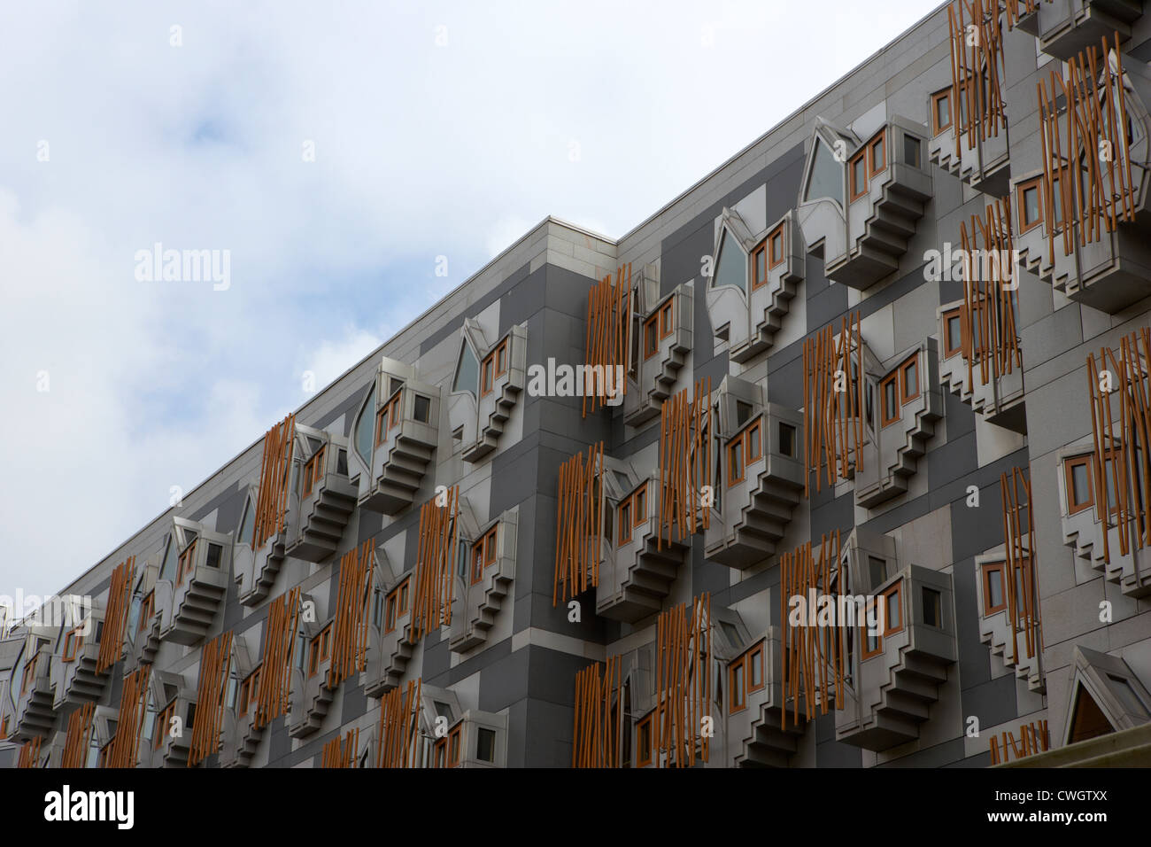 das schottische Parlament Msp Gebäude Fenster Bürogestaltung, Edinburgh, Schottland, England, Vereinigtes Königreich Stockfoto