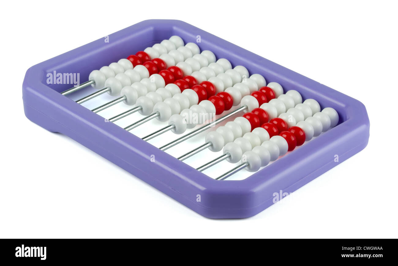Spielzeug aus Kunststoff Abacus isoliert auf weiss Stockfoto