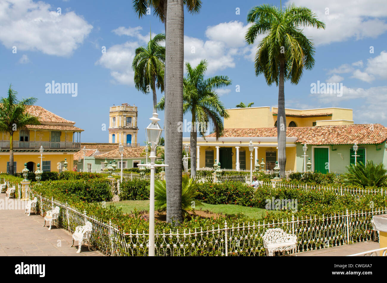 Plaza Mayor und Cantero Palace tower, Trinidad, Kuba zum UNESCO-Weltkulturerbe. Stockfoto