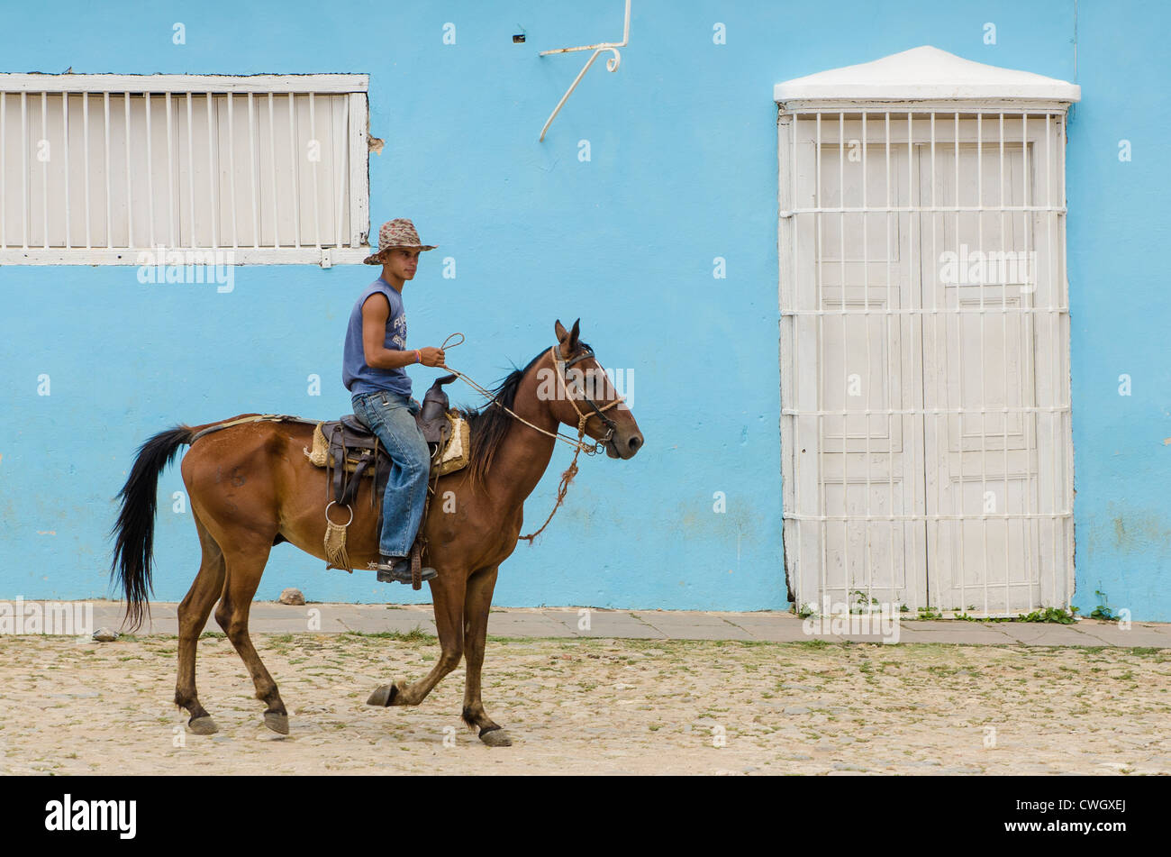Kubanischen Cowboys (Vaquero) Trinidad, Kuba, UNESCO-Weltkulturerbe. Stockfoto