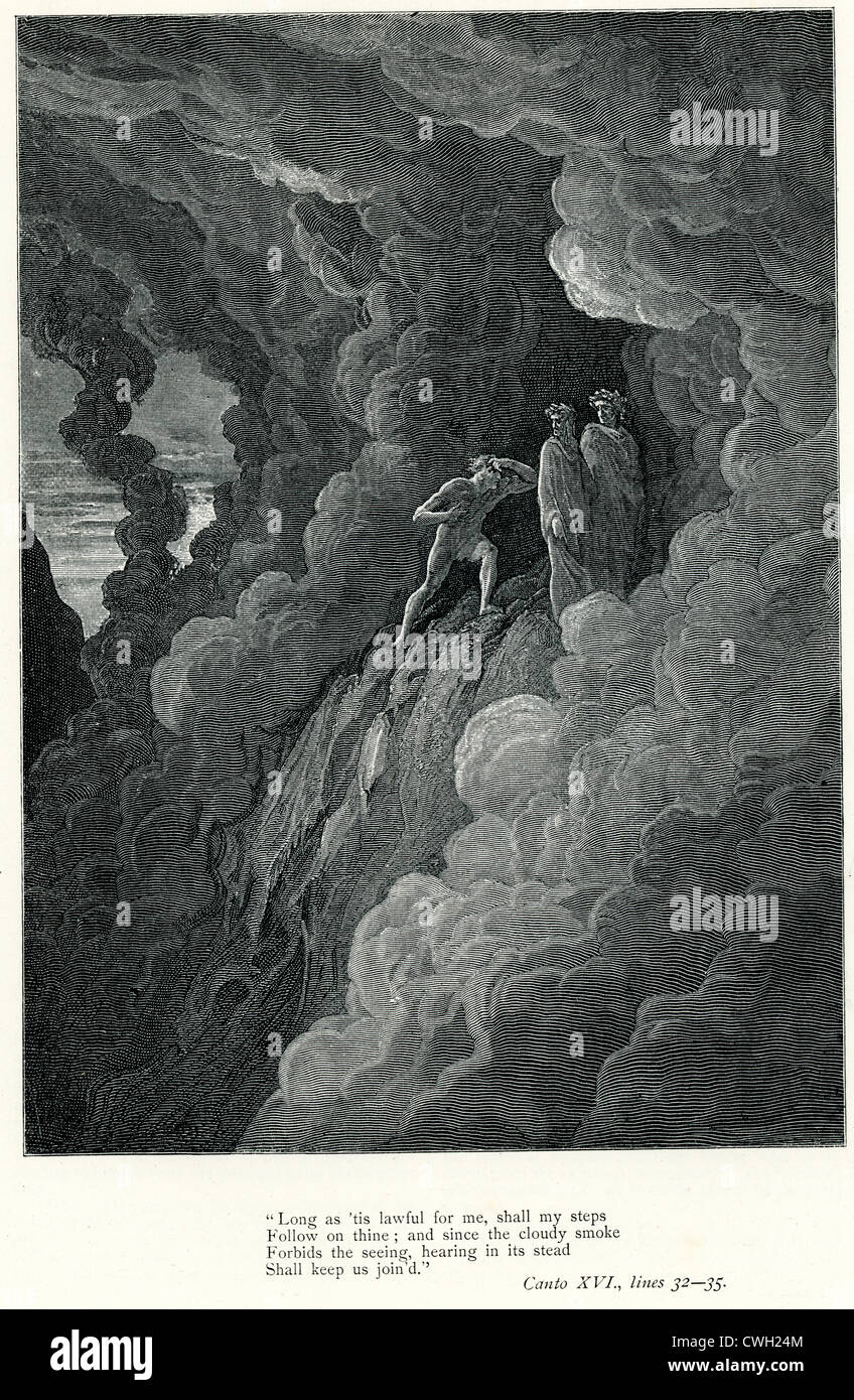 Illustration von Gustave Dore aus der Vision von Fegefeuer und Paradies von Dante Alighieri Stockfoto