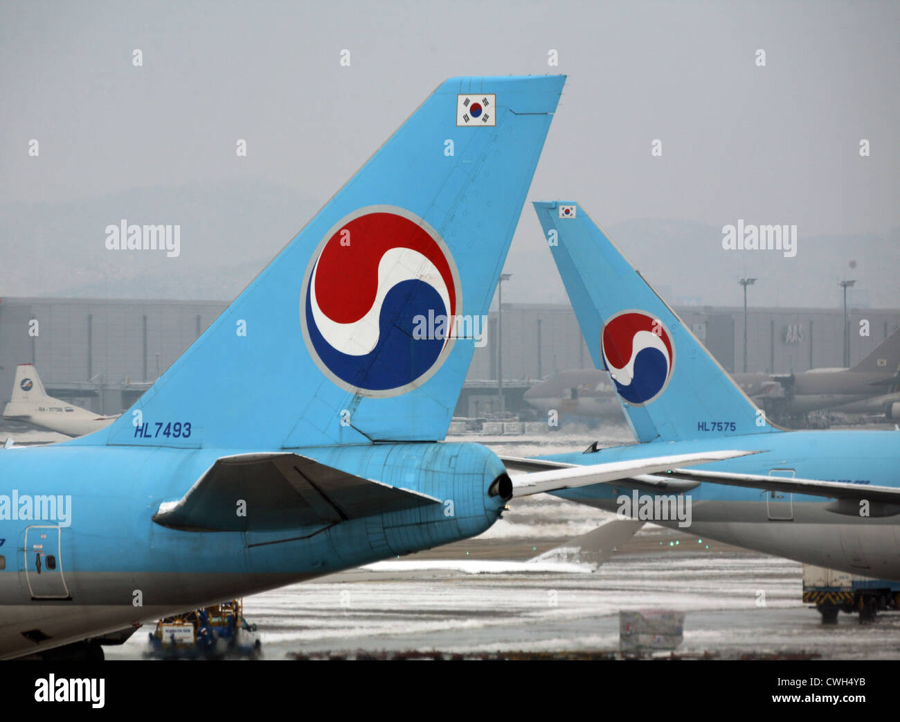 Seoul, Rückansichten des Passagierflugzeugs Korean Air am Flughafen Incheon Stockfoto