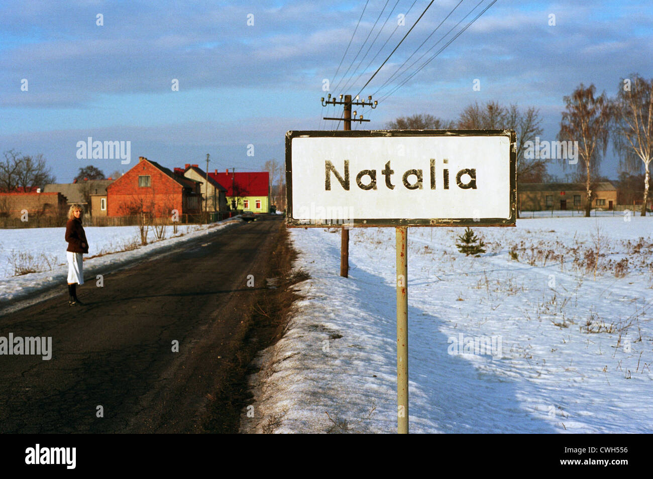 Ortschild von Natalia, Polen Stockfoto