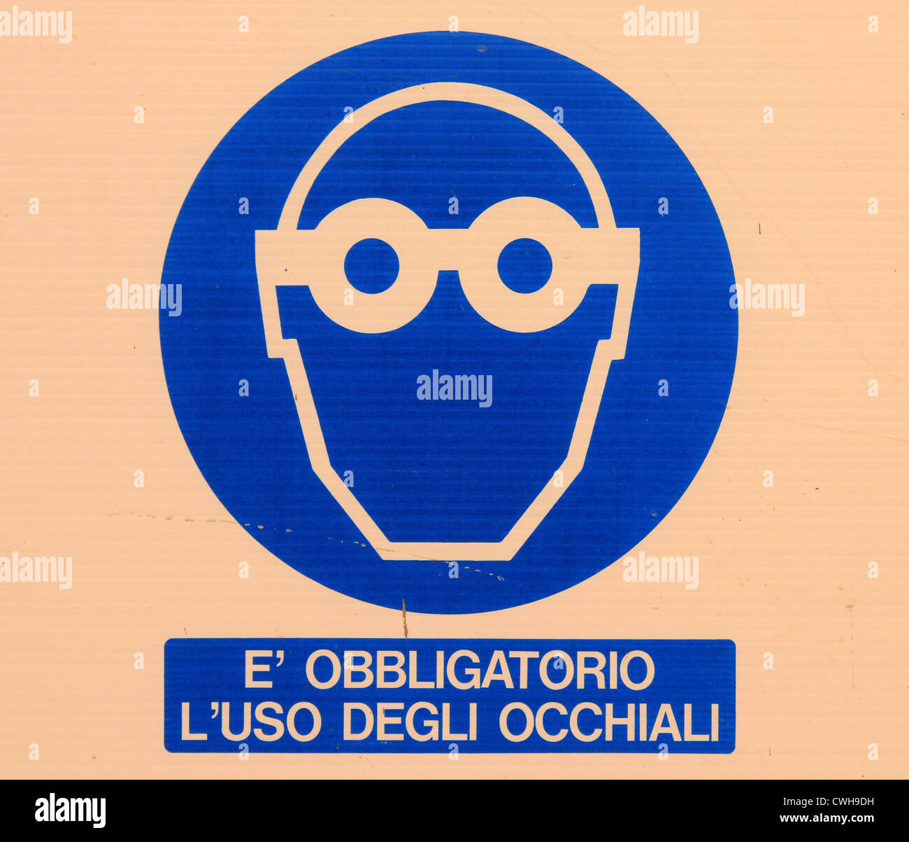 Italienische Arbeitsschutz unterzeichnen Ankündigung am Arbeitsplatz Baustelle Stockfoto