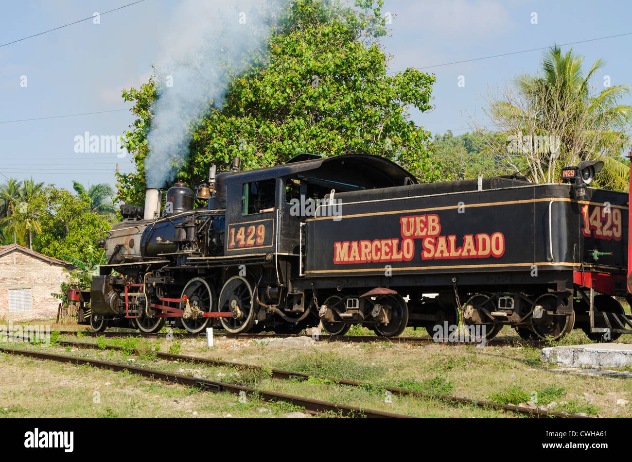 Caibarien, Kuba. Die Marcelo Salado Zuckermuseum und Dampf Züge, Caibarien, Kuba. Stockfoto