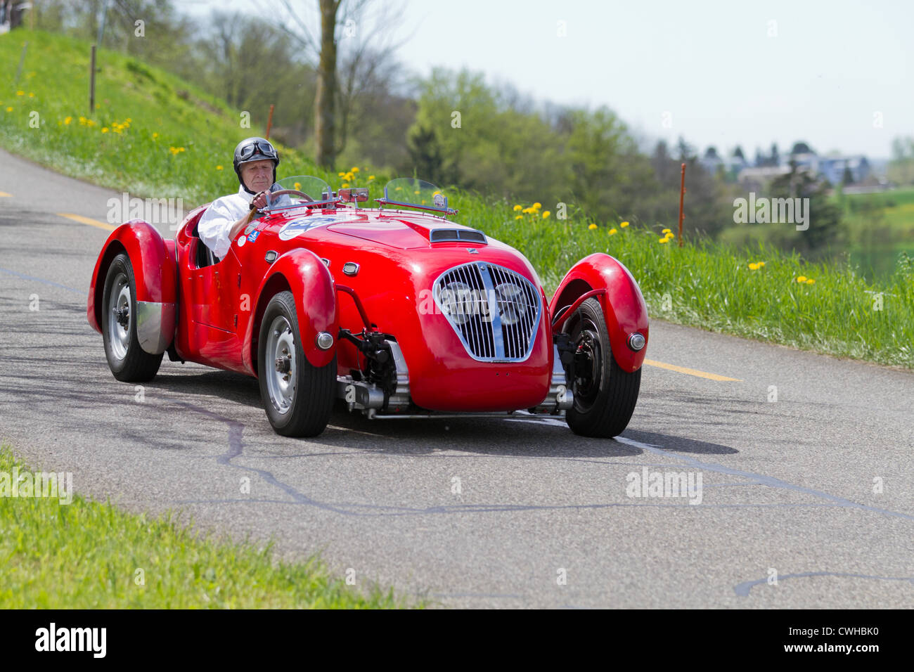 Vintage Touring Rennwagen Healey Silverstone Typ E ab 1950 beim Grand Prix in Mutschellen, SUI am 29. April 2012. Stockfoto