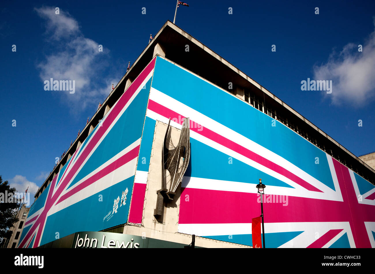 John Lewis in der Oxford Street dekoriert für die Spiele 2012 in London Stockfoto
