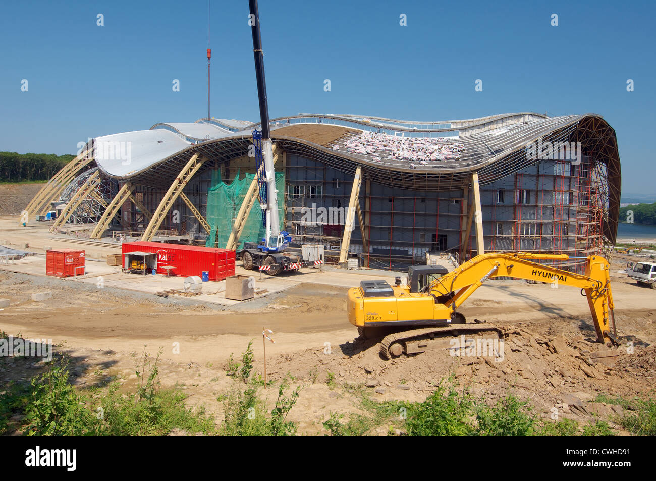 Bau der größten Ozeanarium in den GUS-Staaten. Wladiwostok, der Insel Russki, Fernost, Primorsky Krai, Russische Föderation Stockfoto