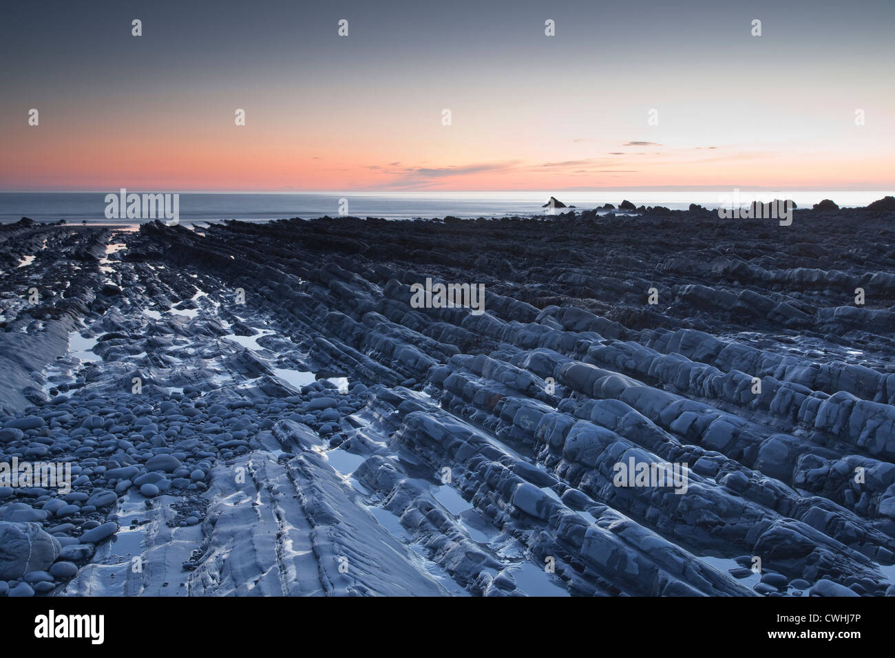 Welcombe Mund Strand an der Küste von North Devon in England. Stockfoto