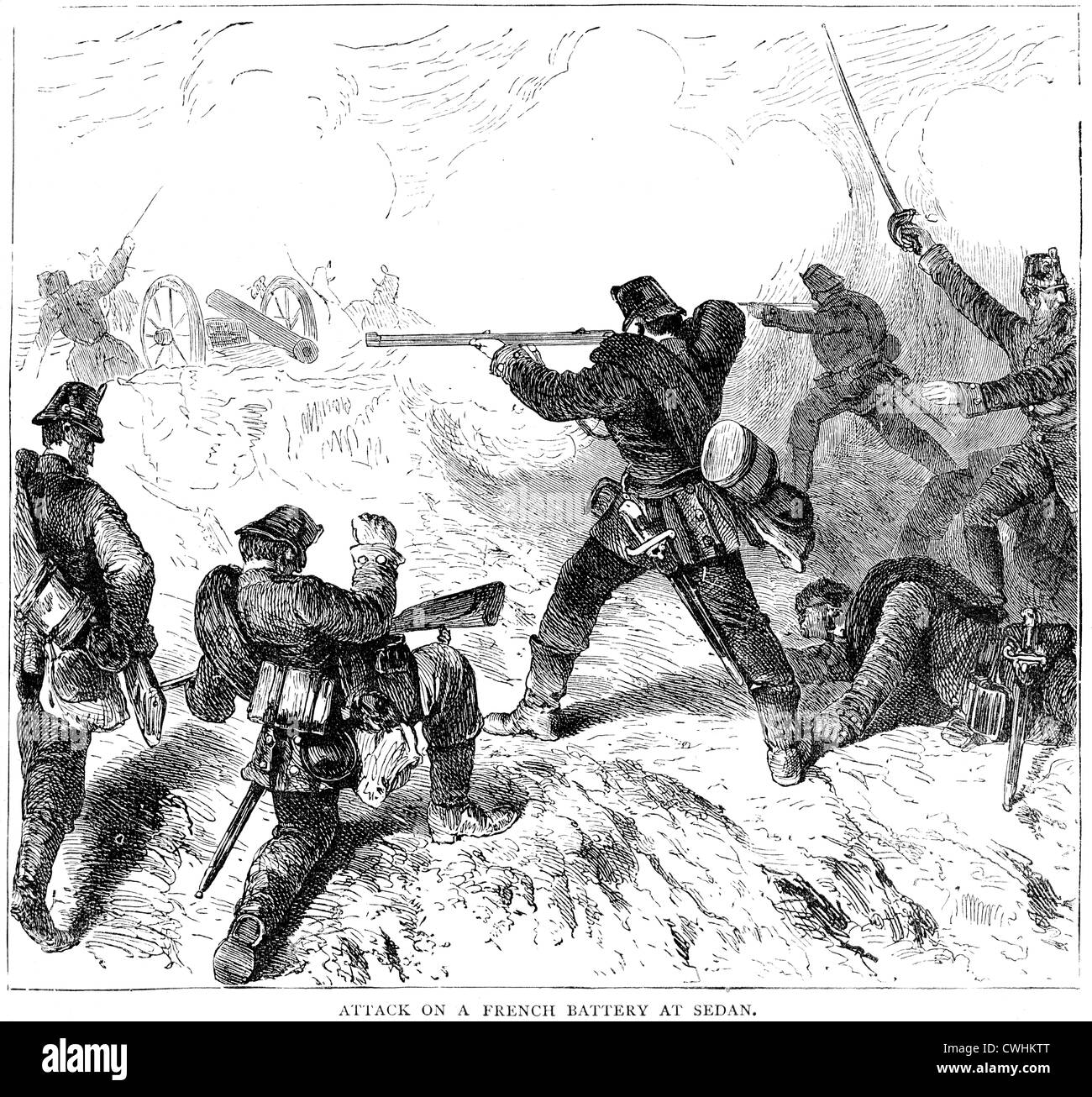 Angriff auf eine französische Batterie bei Sedan, während des Franco-preußischen Krieges Stockfoto