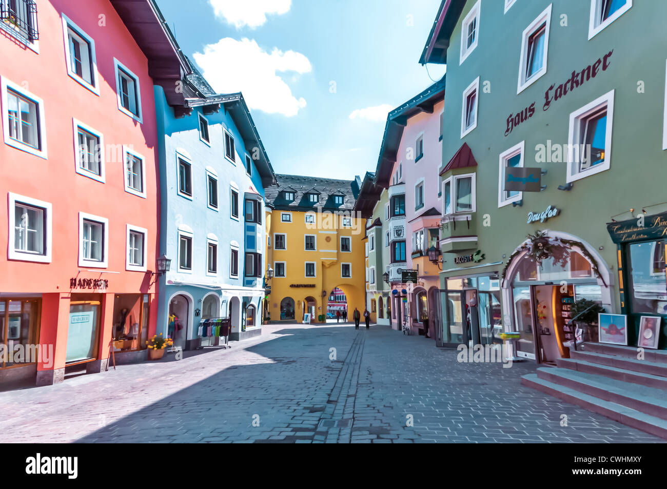 Straße in Kitzbühel Stockfoto