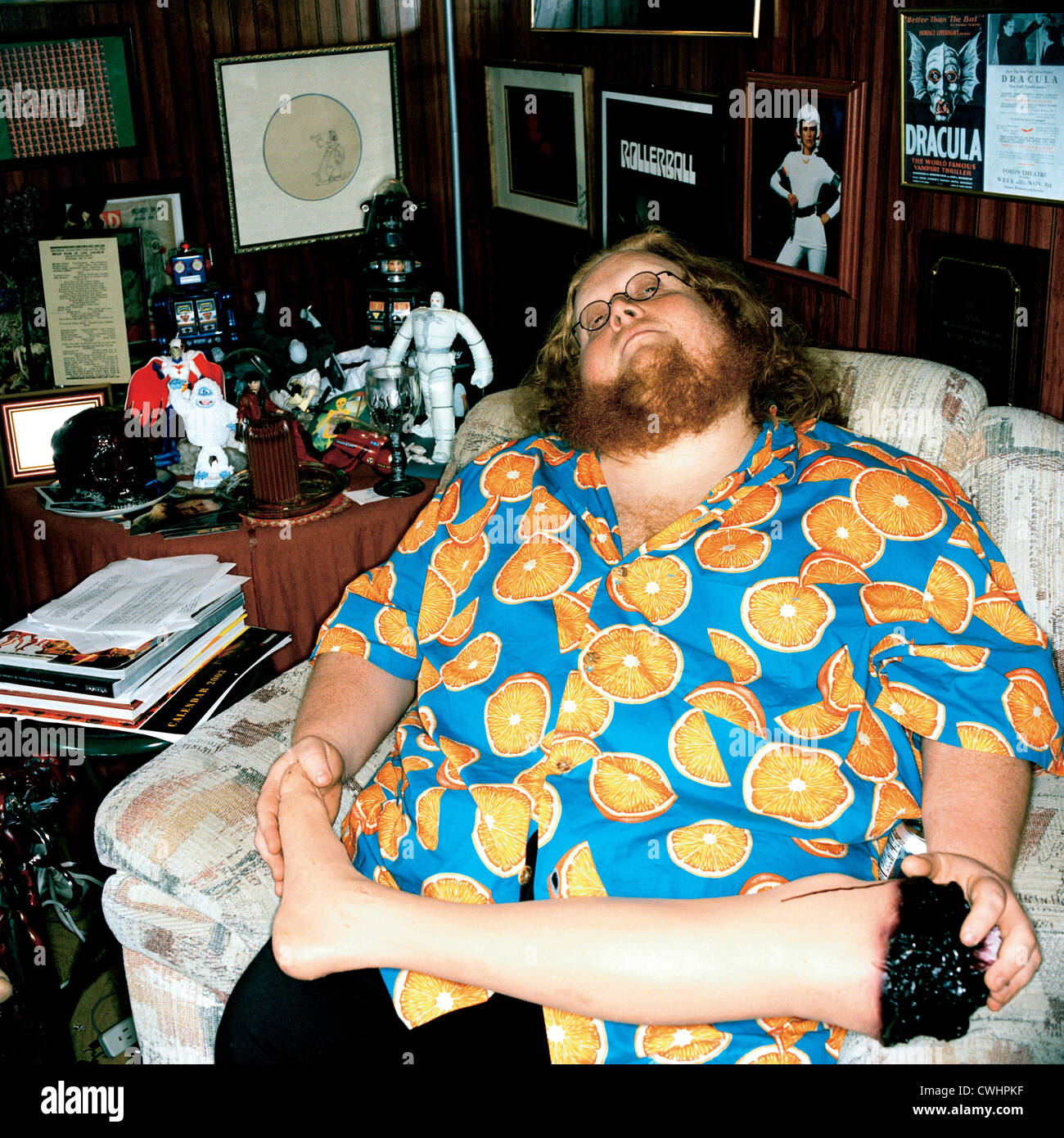 Harry Knowles, Gründer von Ain't it Cool News in seinem Haus in Austin, Texas Stockfoto