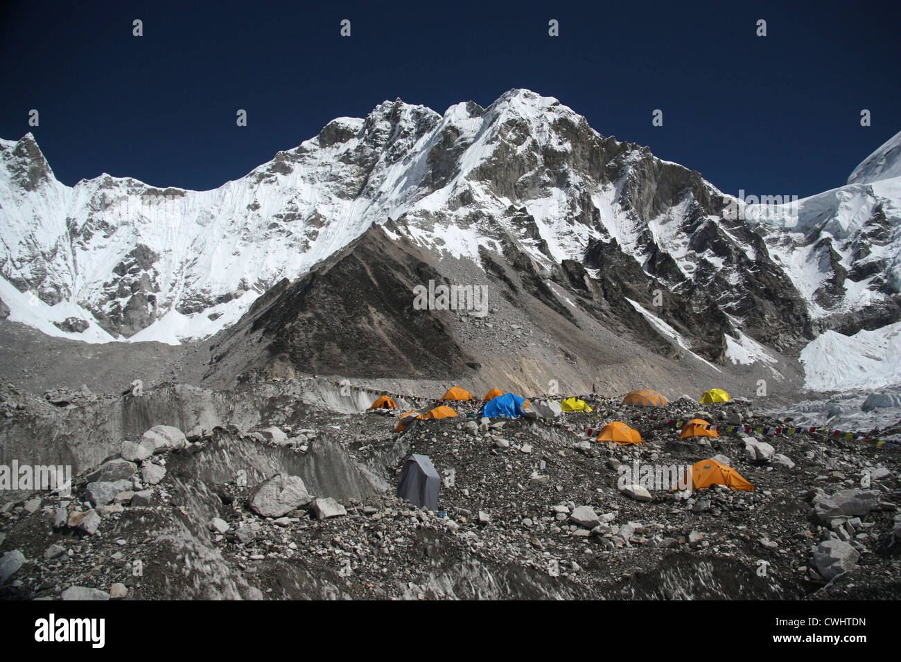 Everest Base Camp, South Base Camp, 5364 m, 17, 598 ft, Akklimatisierung Punkt für Expeditionen zum Mt. Everest, Nepal Stockfoto