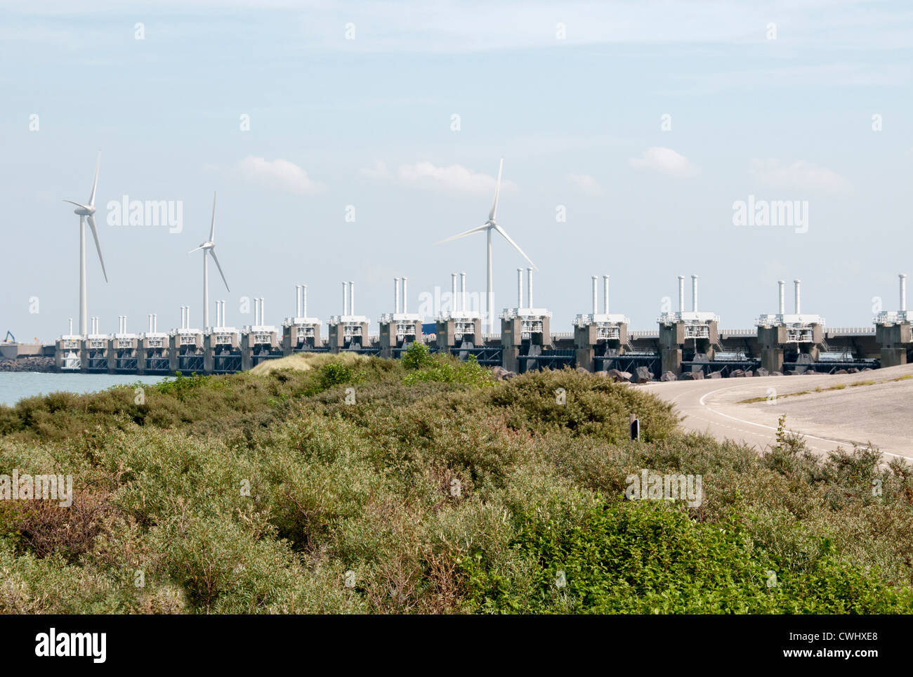 Delta arbeitet, den Gewässerschutz in Holland gegen das steigende Meer Stockfoto