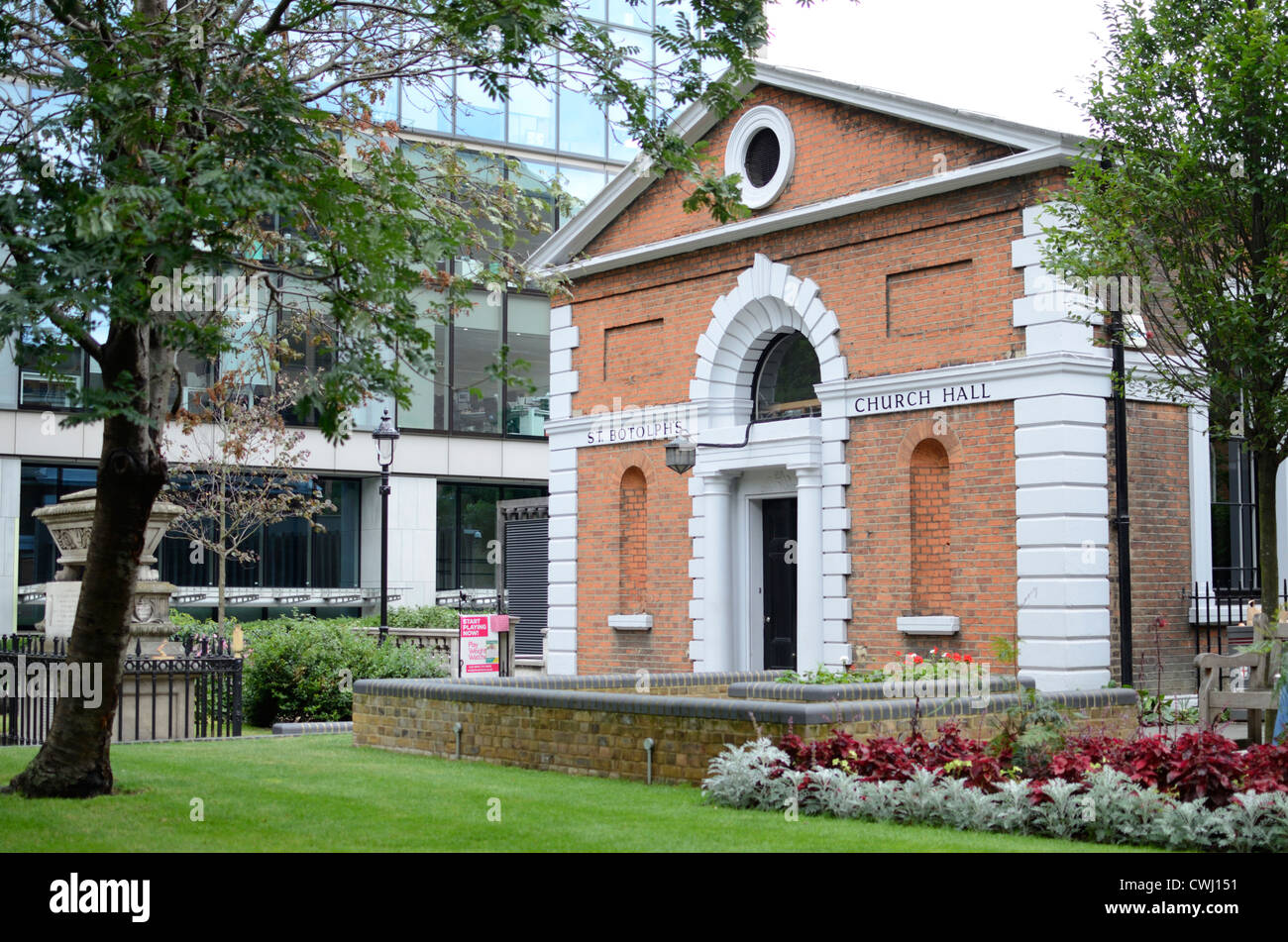St Botolph Kirchgemeindehaus, City of London, England Stockfoto