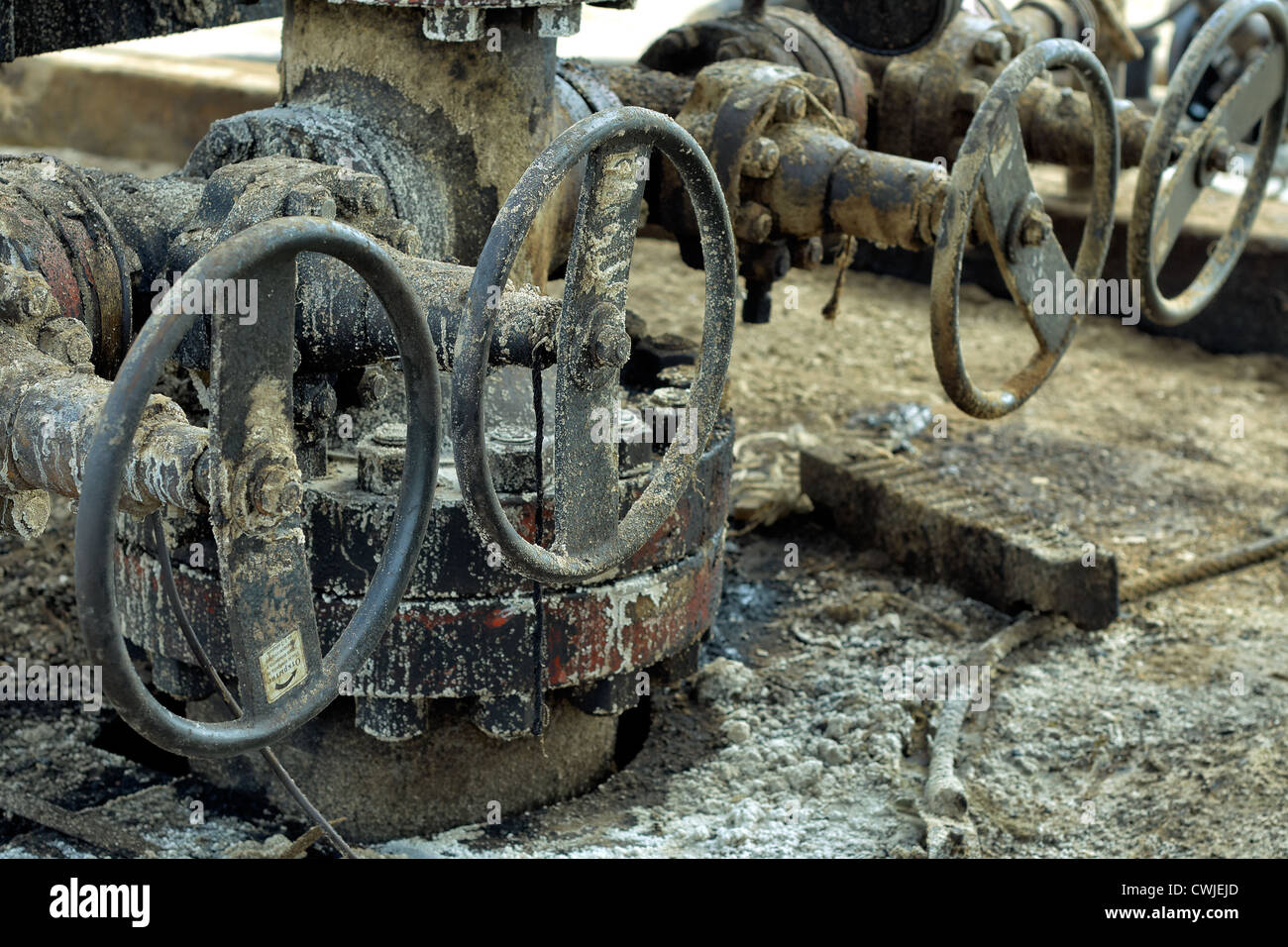 Industrie, Öl, Bohrloch, Kraftstoff, macht, natürlichen, Ausrüstung, Fossil, Rohr, Rig, Stahl, Bohren, Flansch, Herstellung, Druck, t Stockfoto