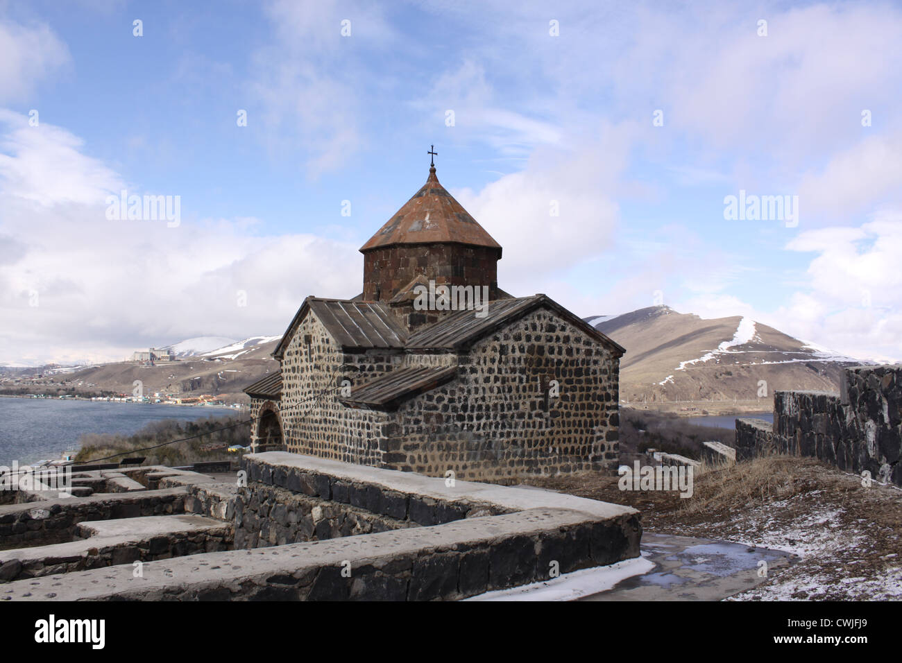 Armenien. Sevan. Kirchen St. Arakelots und Astvatstsin. Stockfoto