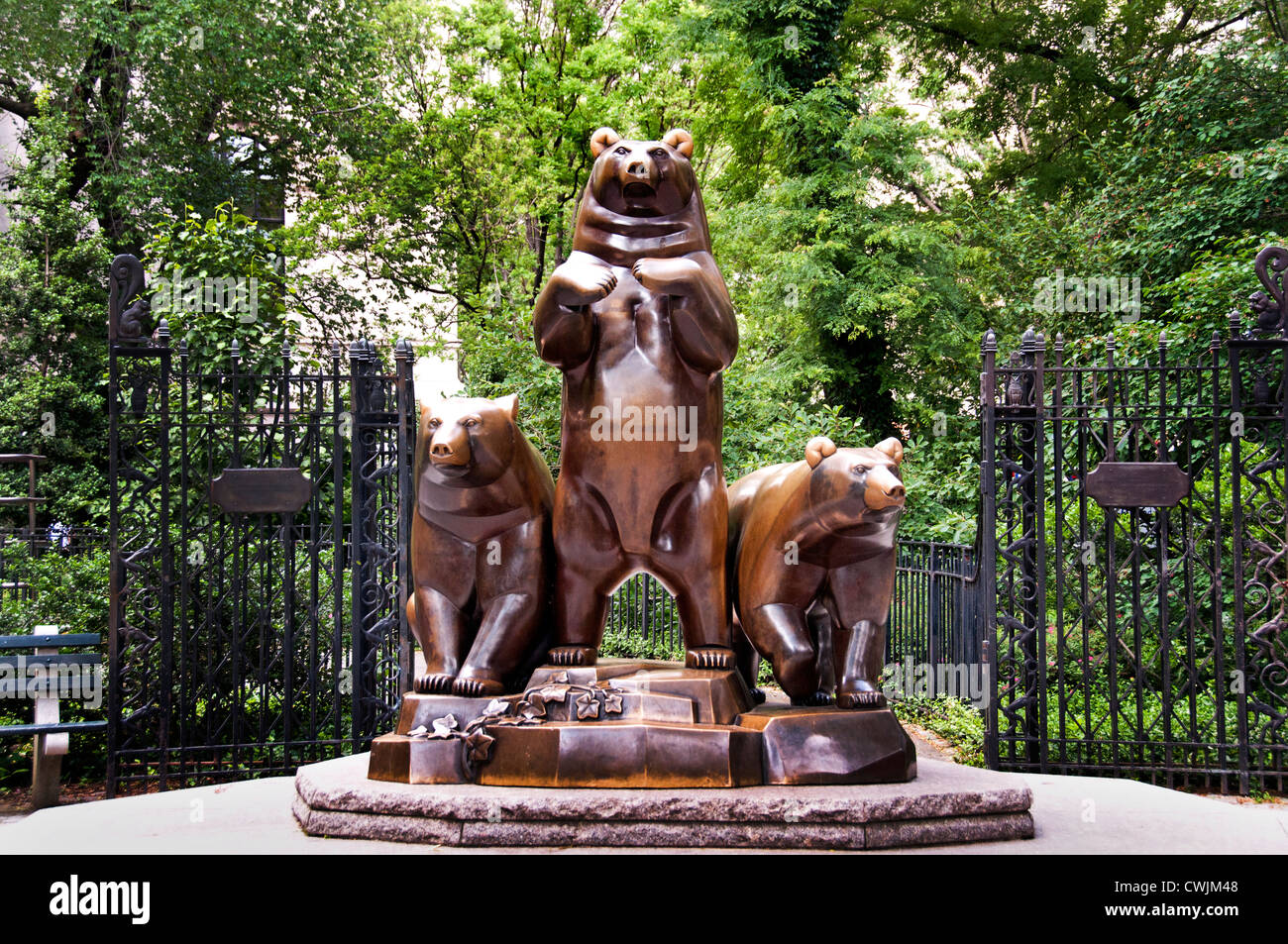 Die Gruppe von Bären Statue Skulptur Central Park in New York Stockfoto