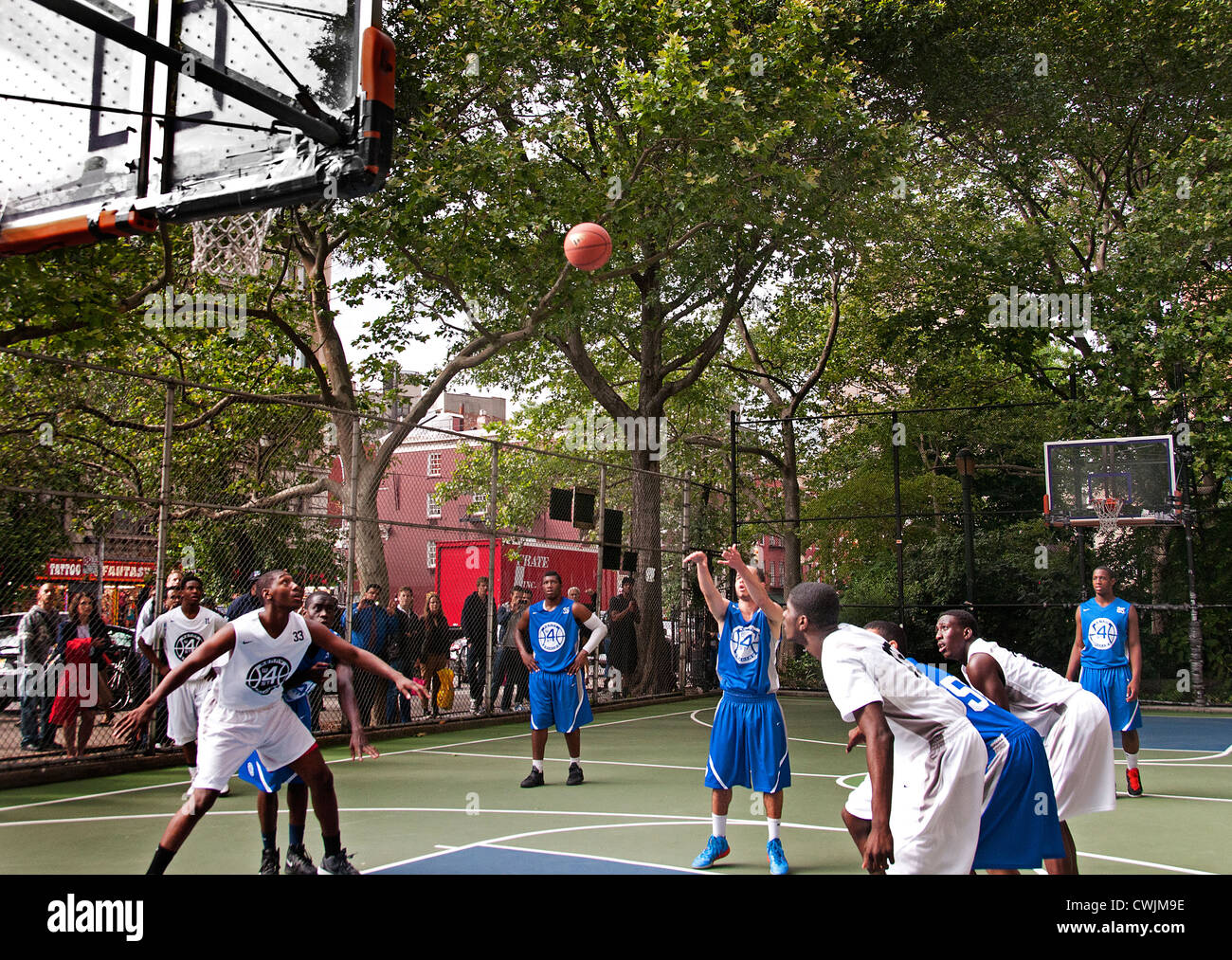 New York Manhattan West 4 Street Village Manhattan Basketball Court Stockfoto