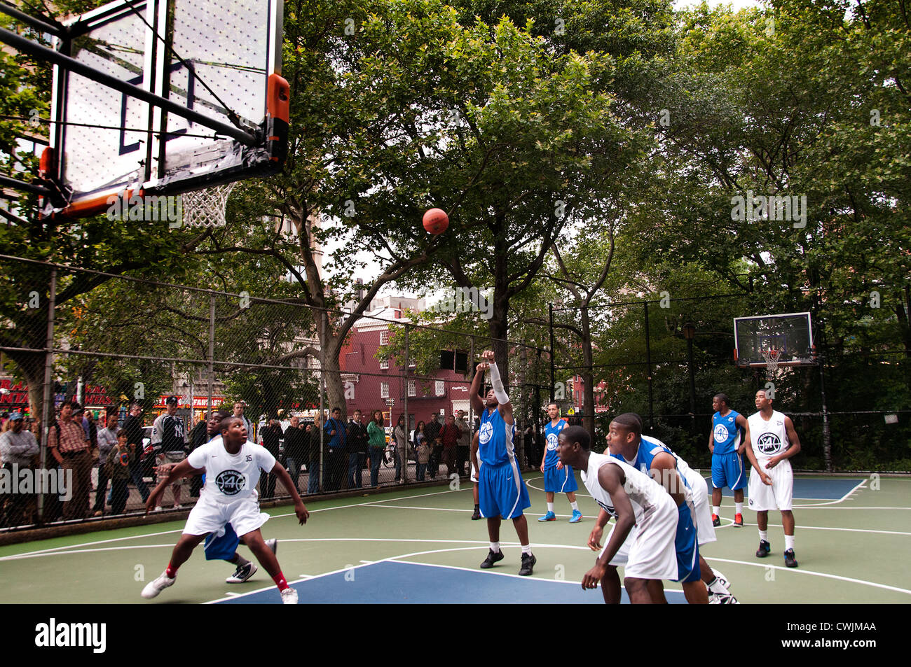 New York Manhattan West 4 Street Village Manhattan Basketball Court Stockfoto