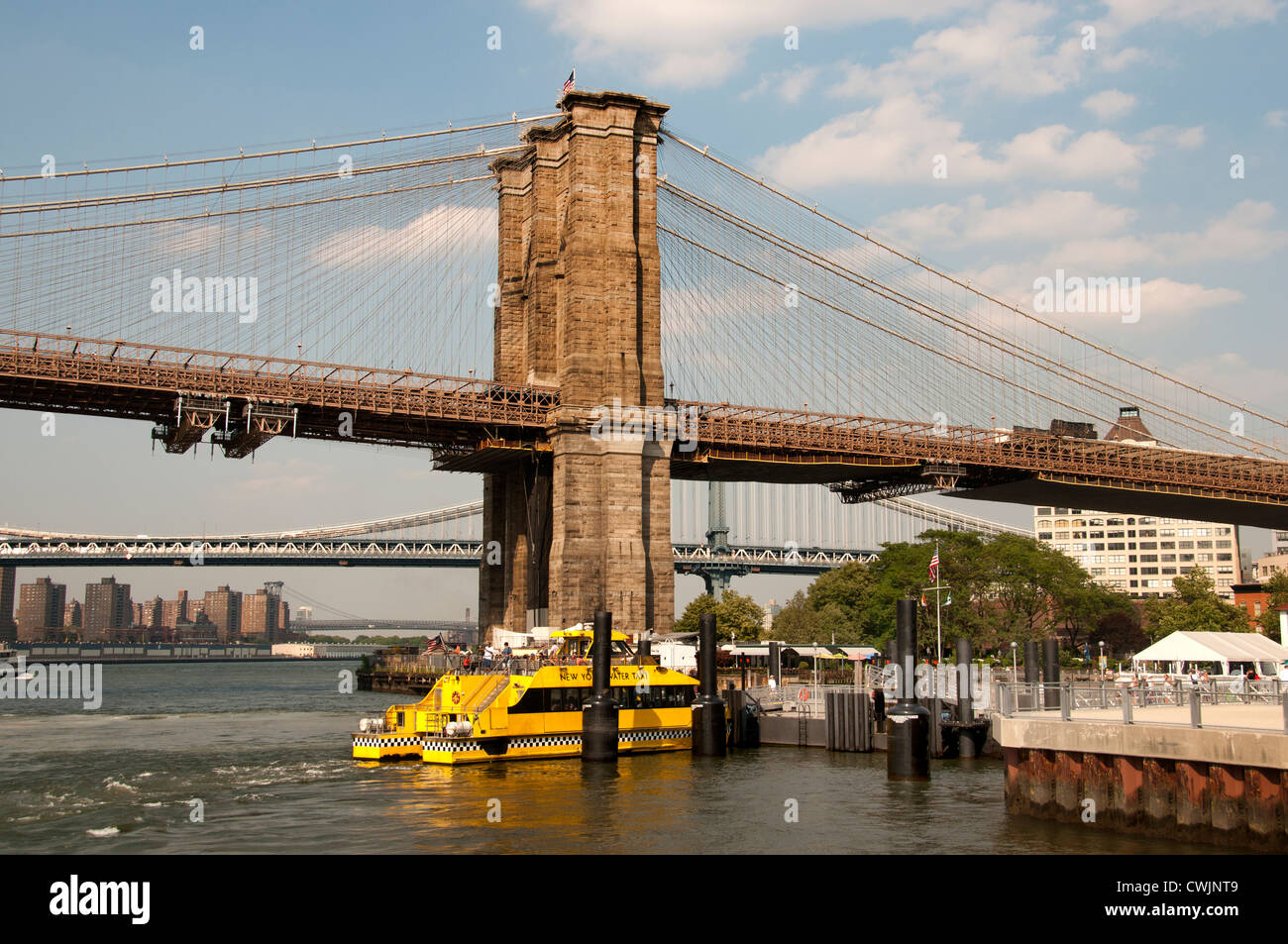 Fulton Ferry landing Brooklyn Bridge East River New York Vereinigte Staaten Stockfoto