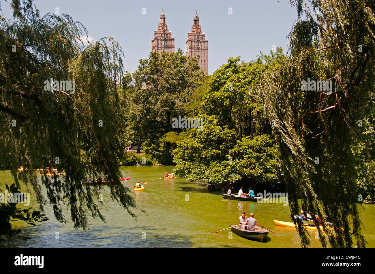 Lake Central Park New York City Hintergrund Upper West Side Manhattan United States Stockfoto