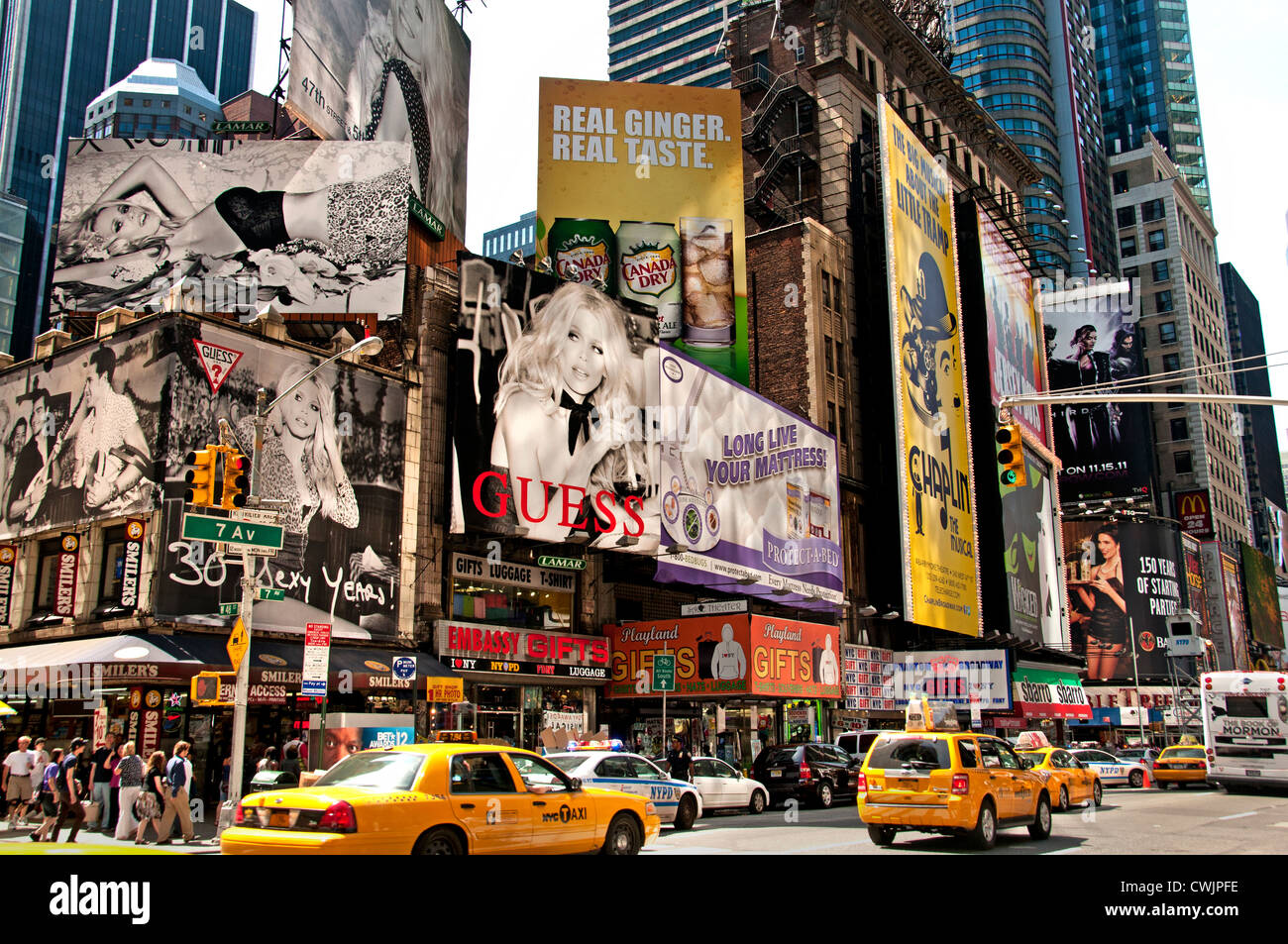 Times Square Broadway New York City Theatre Music, Times Square ist ein Unterhaltungs- und Geschäftsviertel in New York City, USA. Stockfoto