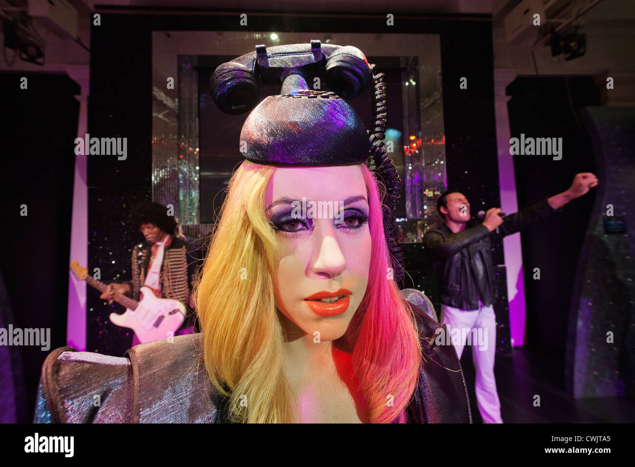 England, London, Madame Tussauds, Waxwork Anzeige von Lady Gaga Stockfoto