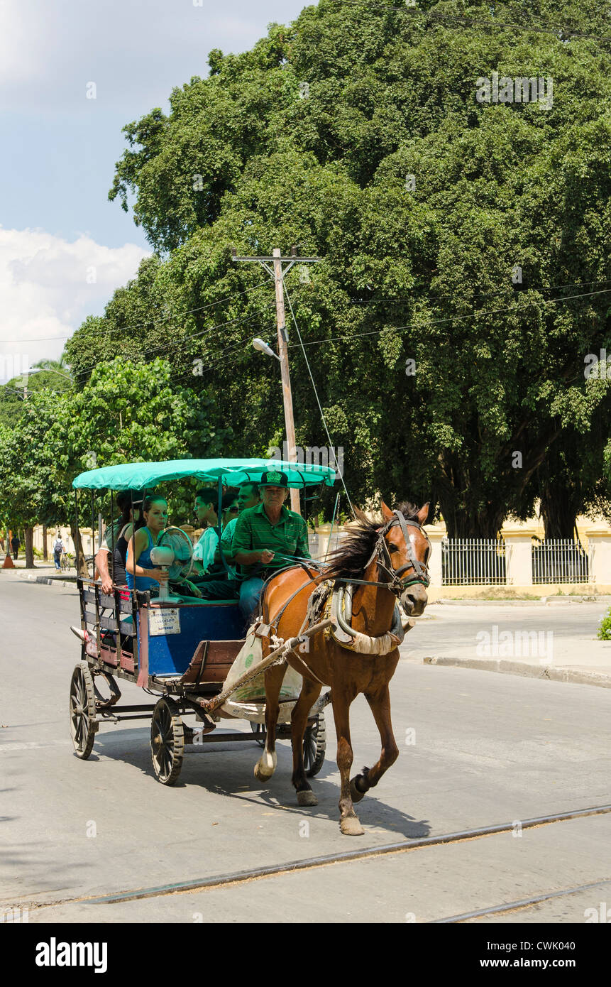 Pferd Kutsche Taxi, Santa Clara, Kuba. Stockfoto