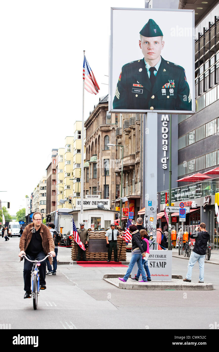 Checkpoint Charlie in der Friedrichstraße, Berlin Stockfoto