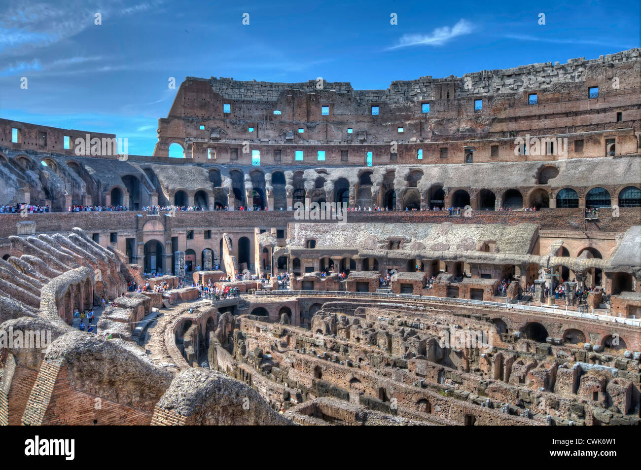 HDR das Kolosseum Arena zeigt das Hypogäum. Rom, Italien, Europa Stockfoto