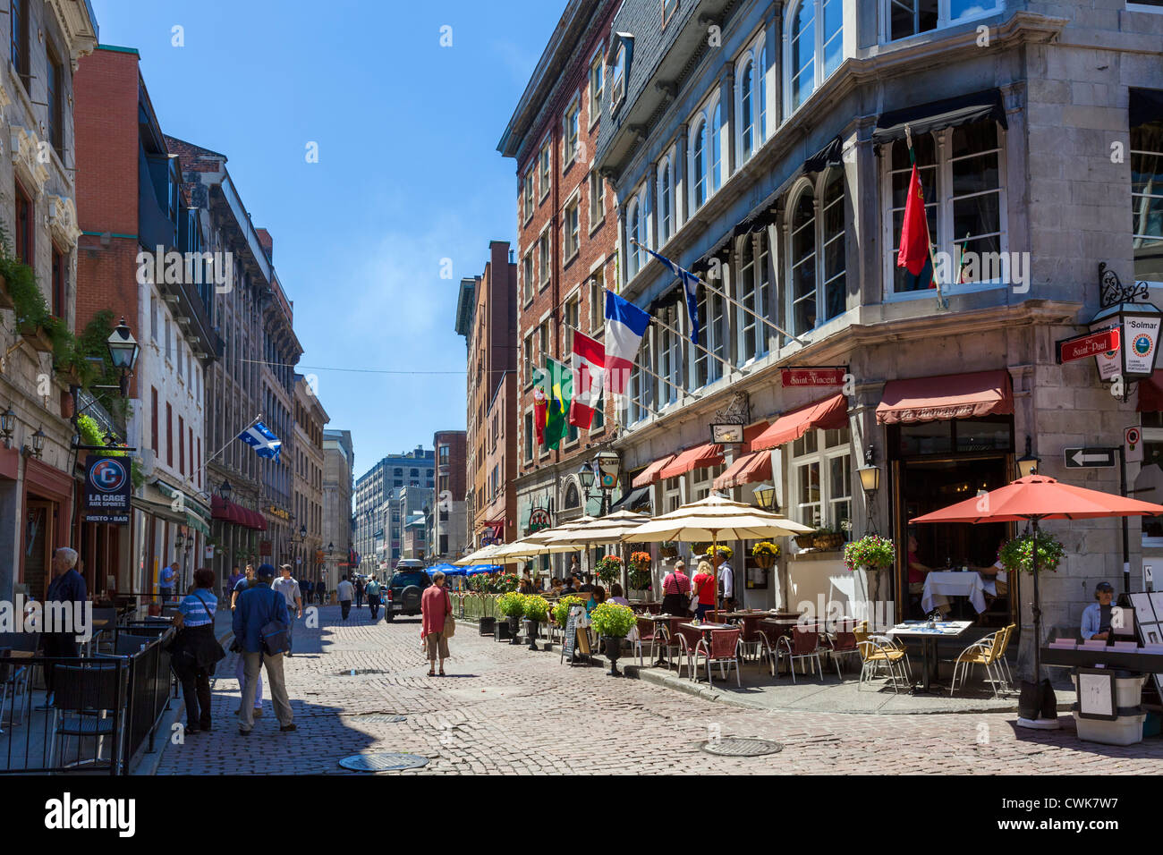 Bars, Cafés und Restaurants entlang der Rue St Paul, Montreal, Quebec, Kanada Stockfoto